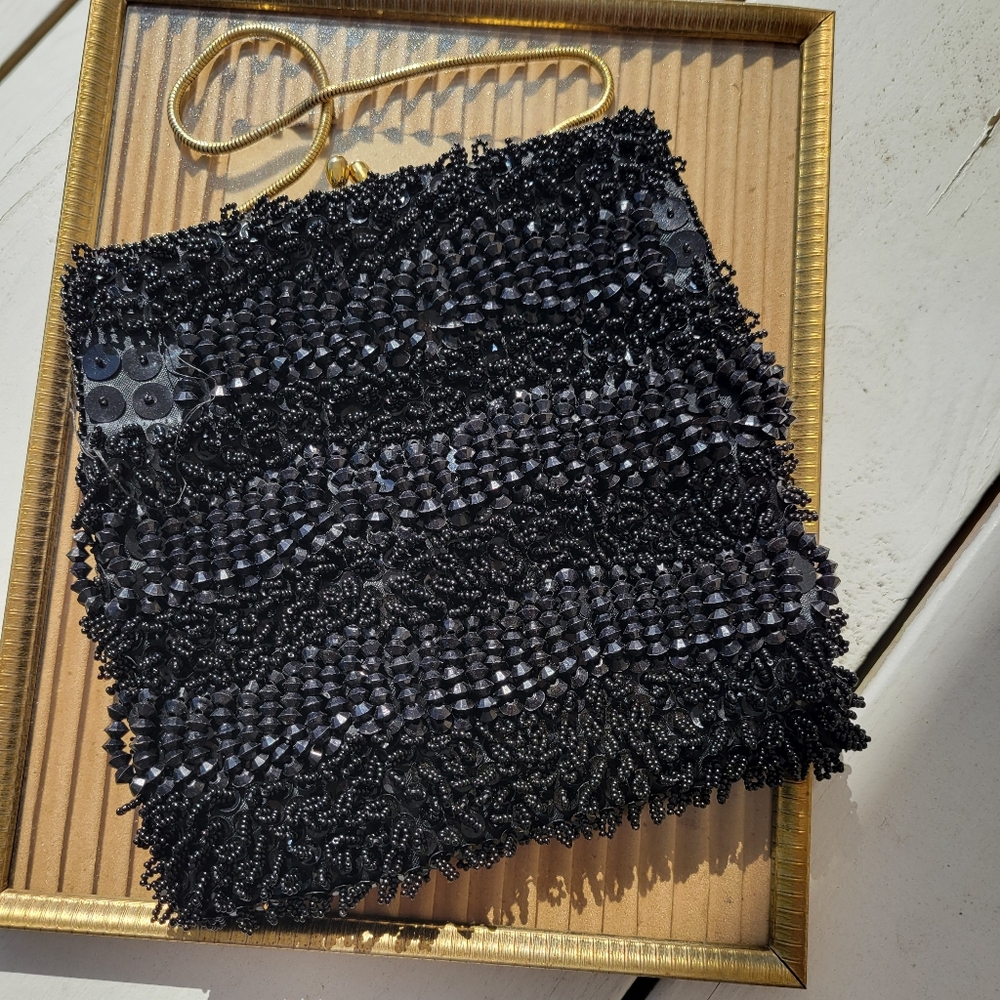 Walborg Richere Black Beaded Purse ~ Vintage ~ 1960s ~ Exquisite! ~ Loose Beads